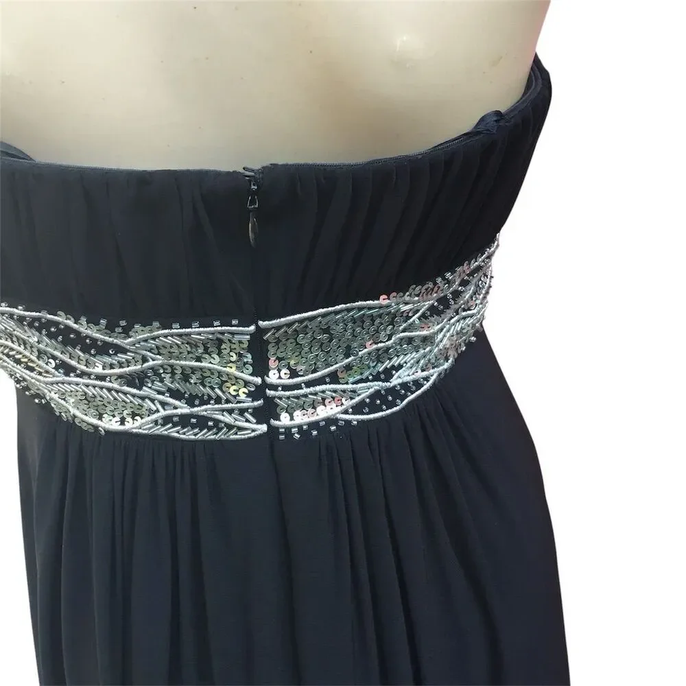 JS‎ Boutique Women's Size 4 Black Strapless Gown with Embellished Waist